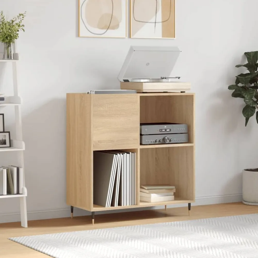 Kasten & Opbergmeubelen*vidaXL Platenkast 84,5x38x89 cm bewerkt hout kleurig Sonoma eiken