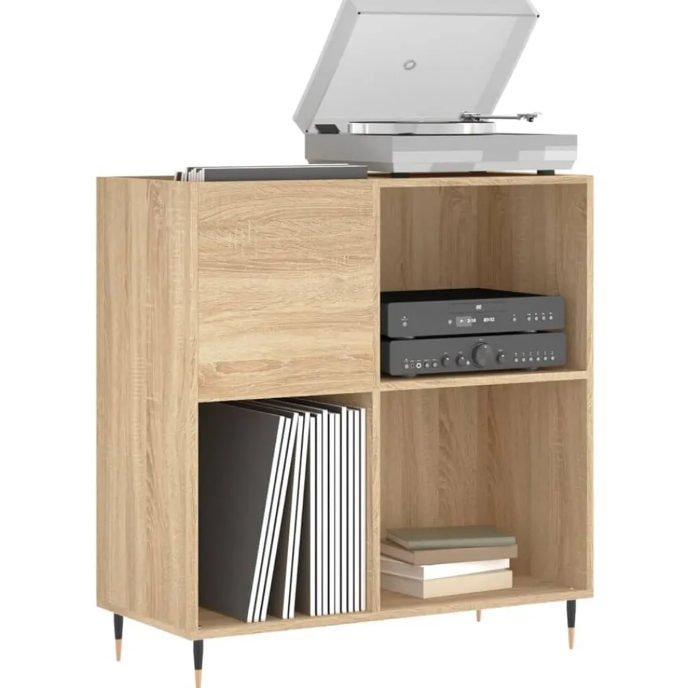 Kasten & Opbergmeubelen*vidaXL Platenkast 84,5x38x89 cm bewerkt hout kleurig Sonoma eiken