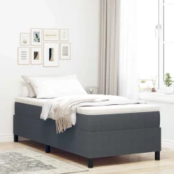 Bedden & Accessoires*vidaXL Platform bedframe 80 x 200 cm Katoen Stof Donkergrijs