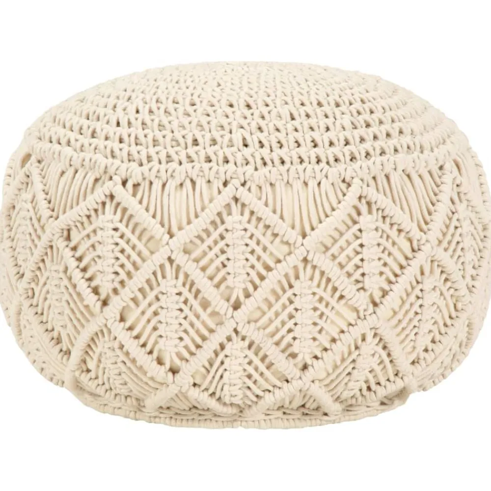 Poefs*vidaXL Poef macramé handgemaakt 45x30 cm katoen Wit