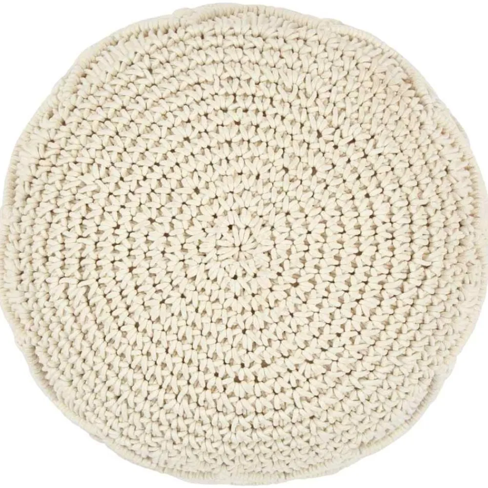 Poefs*vidaXL Poef macramé handgemaakt 45x30 cm katoen Wit