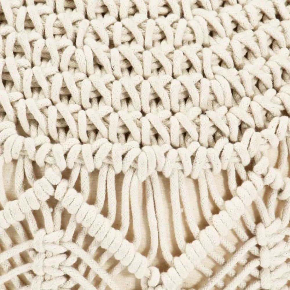 Poefs*vidaXL Poef macramé handgemaakt 45x30 cm katoen Wit