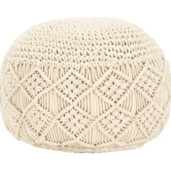 Poefs*vidaXL Poef macramé handgemaakt 45x30 cm katoen Wit