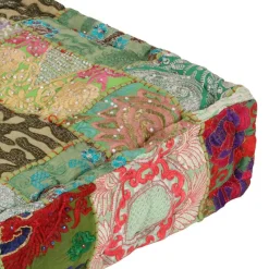 Poefs*vidaXL Poef patchwork vierkant handgemaakt 50x50x12 cm katoen Groen