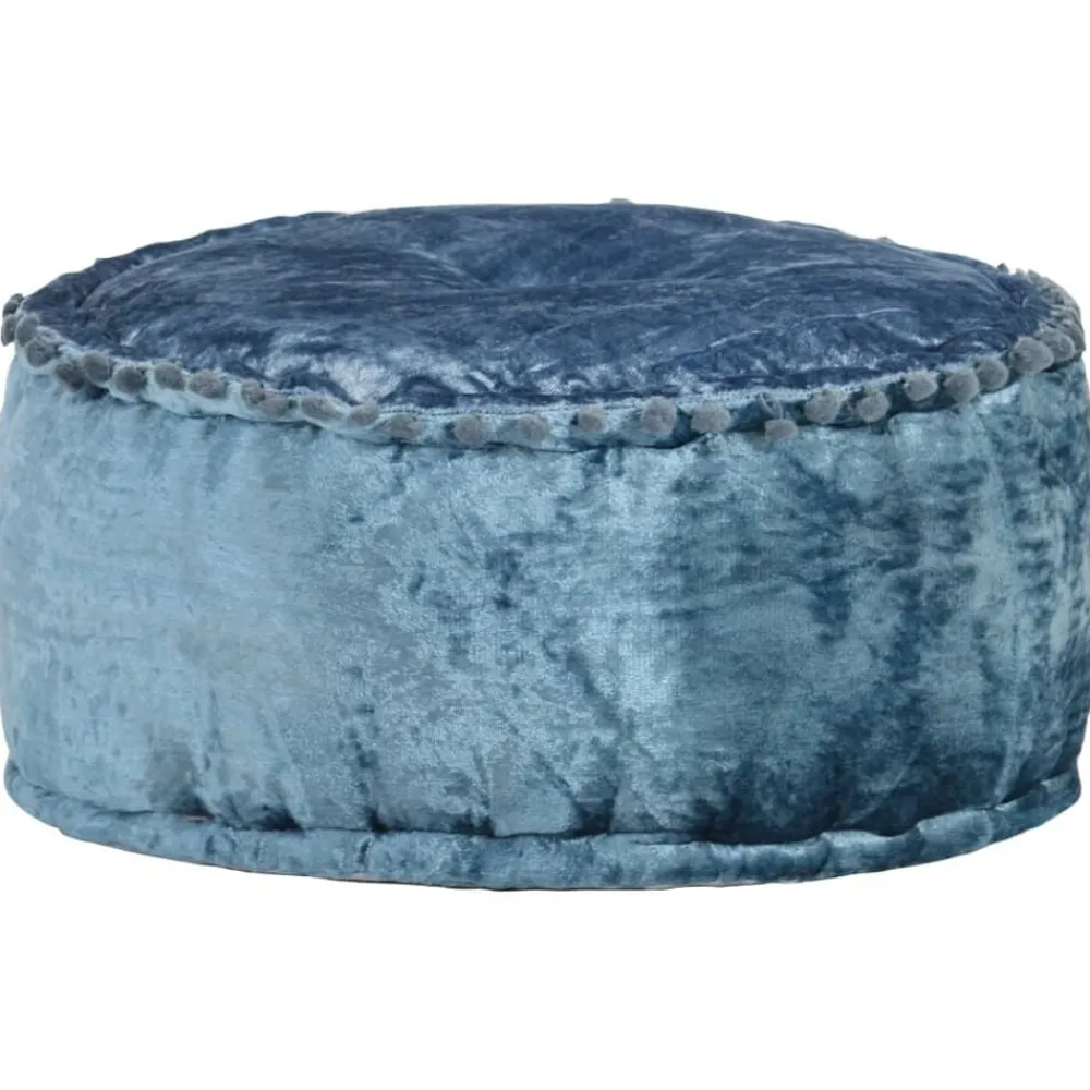 Poefs*vidaXL Poef rond 40x20 cm fluweel blauw