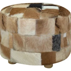 Poef rond 50x50x45 cm geitenleer><noscript><img width=