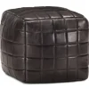 Poef 40x40x40 cm echt geitenleer zwart>vidaXL Outlet