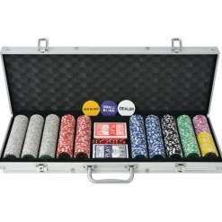 Spellen*vidaXL Pokerset met 500 chips aluminium
