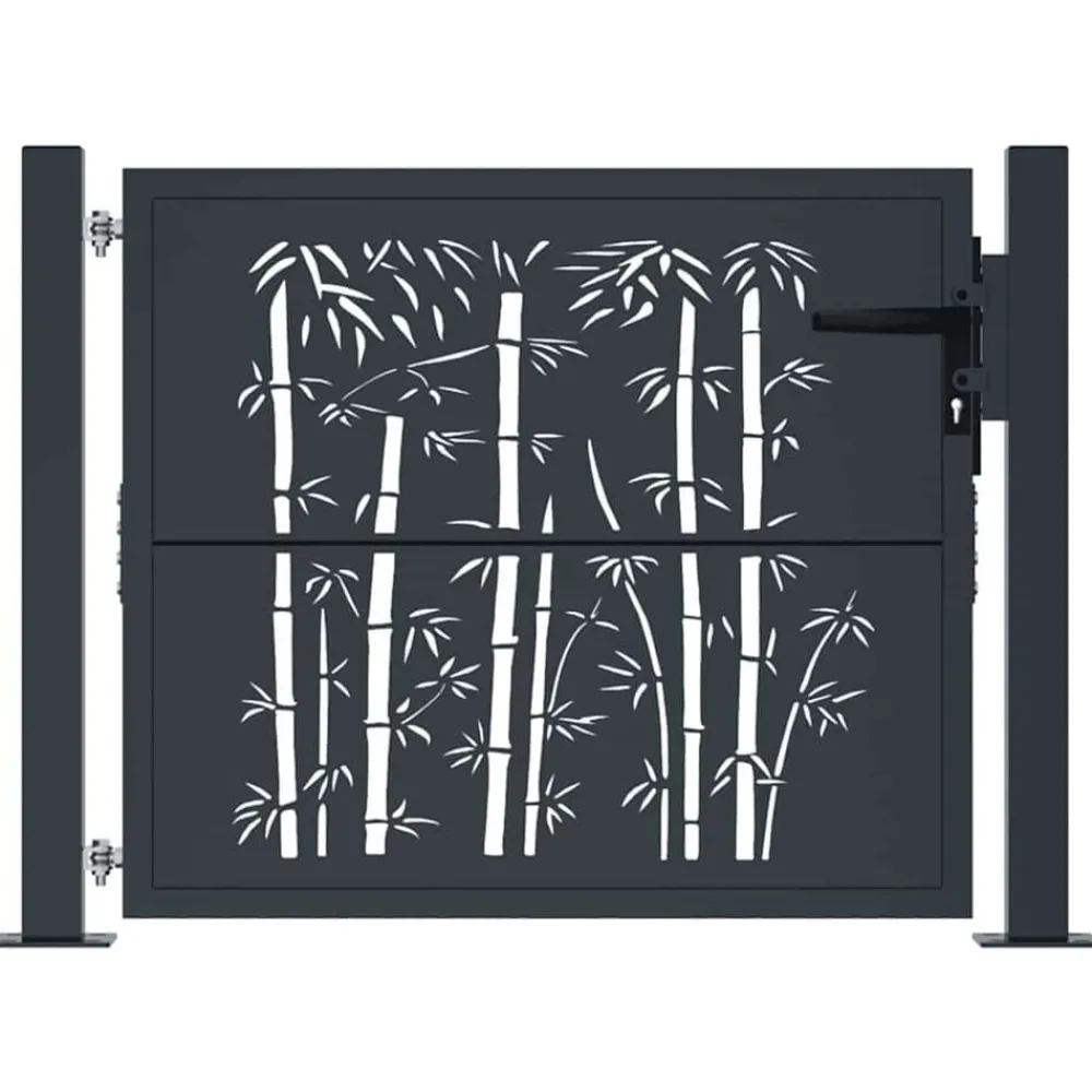 Tuinafscheidingen*vidaXL Poort met bamboe-ontwerp 100x75 cm staal antracietkleurig