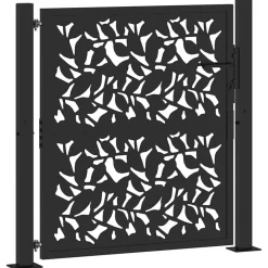 Tuinafscheidingen*vidaXL Poort met bladontwerp 100x100 cm staal zwart Staal/Zwart
