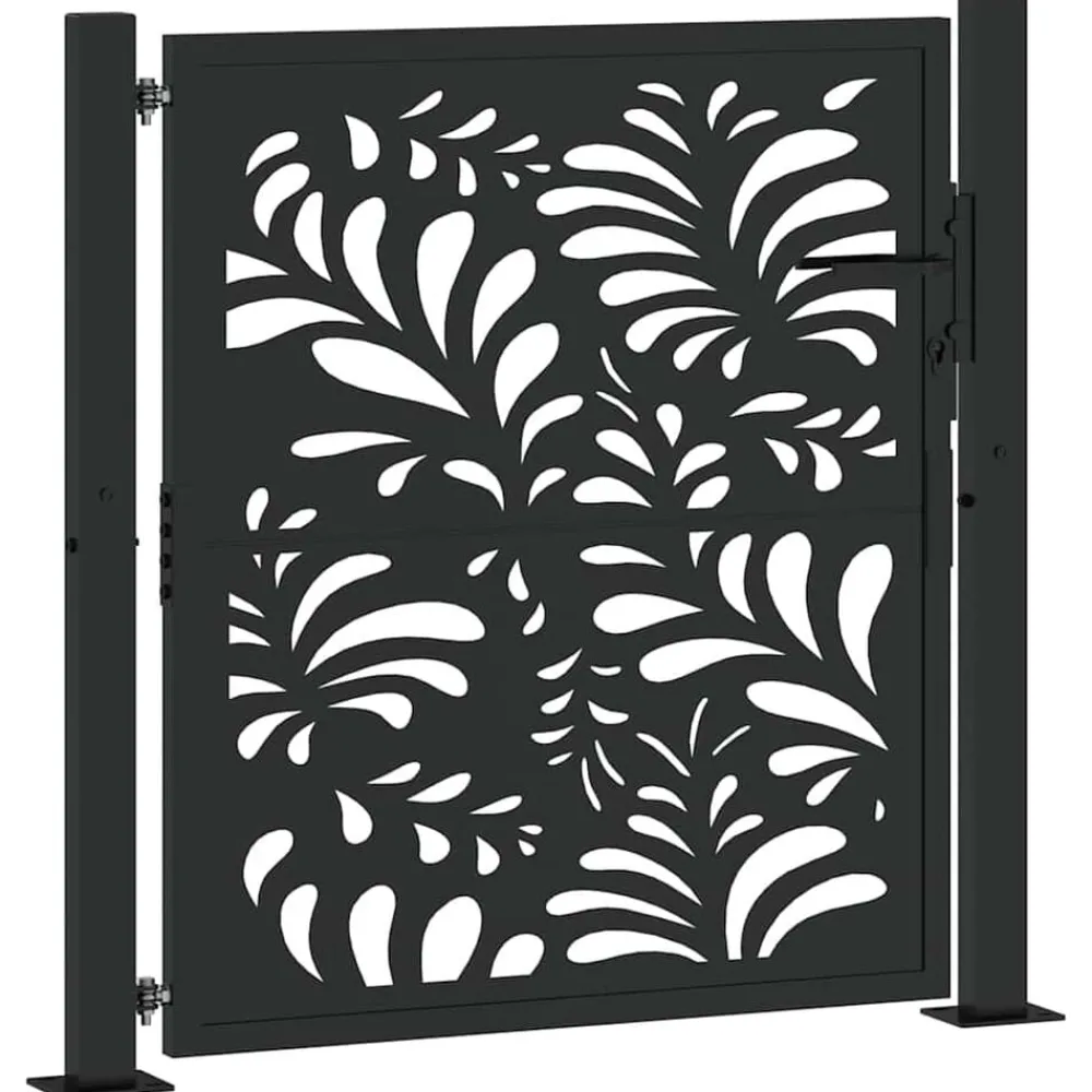 Tuinafscheidingen*vidaXL Poort met golfontwerp 100x100 cm staal zwart Staal/Zwart