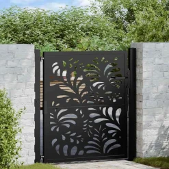 Tuinafscheidingen*vidaXL Poort met golfontwerp 100x100 cm staal zwart Staal/Zwart
