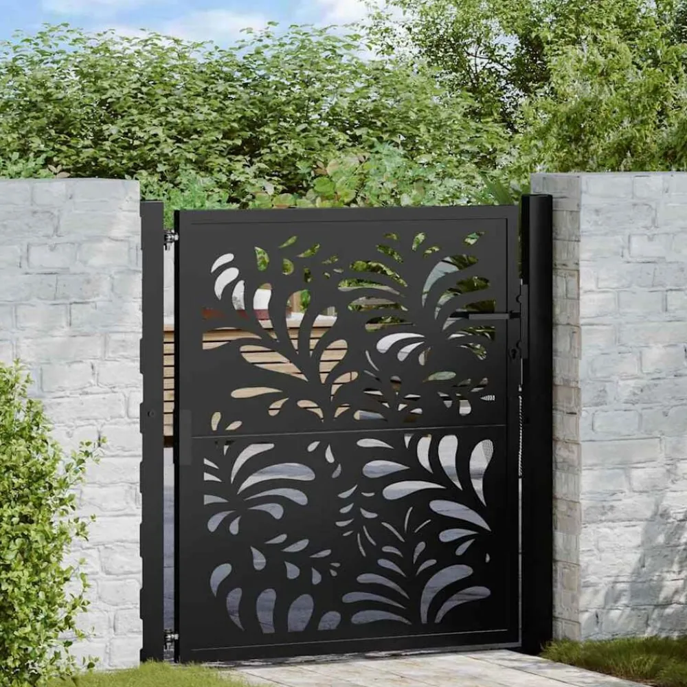Tuinafscheidingen*vidaXL Poort met golfontwerp 100x100 cm staal zwart Staal/Zwart