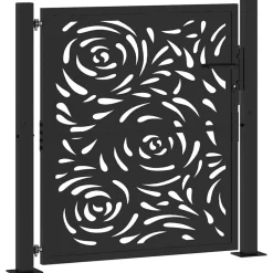Tuinafscheidingen*vidaXL Poort met vlamontwerp 100x100 cm staal zwart Staal/Zwart