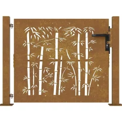 Tuinafscheidingen*vidaXL Poort 100x75 cm bamboe-ontwerp cortenstaal