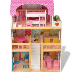 Speelgoed*vidaXL Poppenhuis 3 verdiepingen 60x30x90 cm hout