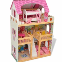 Speelgoed*vidaXL Poppenhuis 3 verdiepingen 60x30x90 cm hout