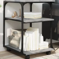 Elektronica*vidaXL Printerkastje 3-laags 43x48x64 cm bewerkt hout Grijs sonoma