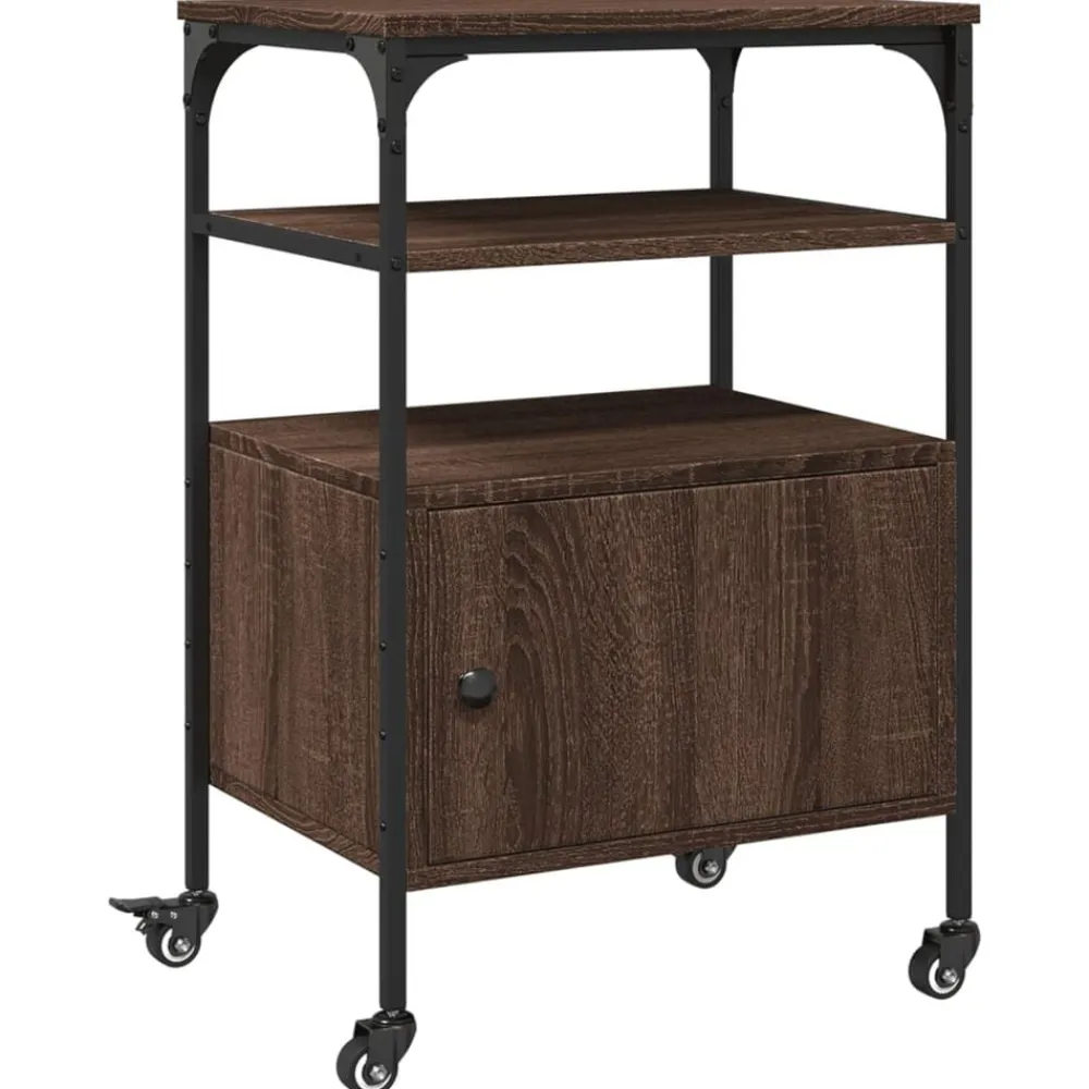Printerkastje 3-laags 50x40x76 cm bewerkt hout bruin eiken>vidaXL Best