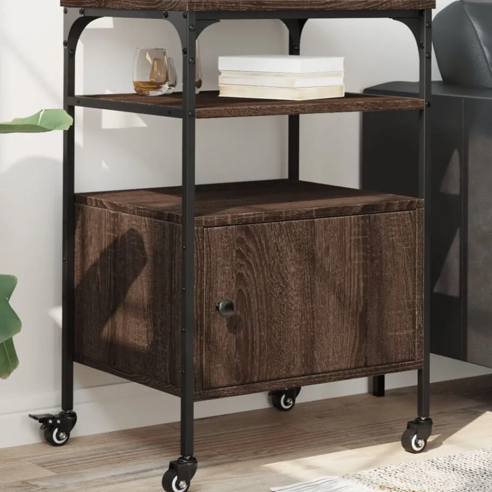 Printerkastje 3-laags 50x40x76 cm bewerkt hout bruin eiken>vidaXL Best