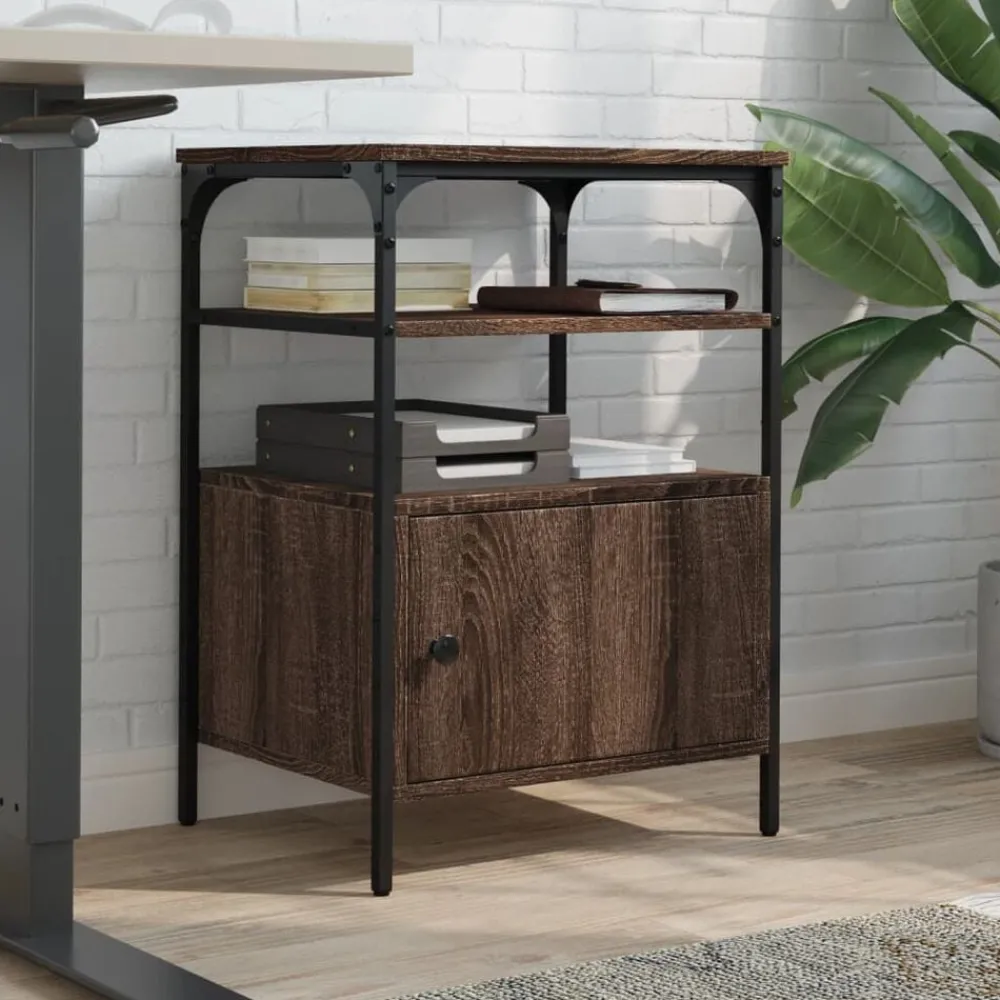 Printerkastje 3-laags 50x40x76 cm bewerkt hout bruin eiken>vidaXL Best