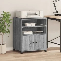 Elektronica*vidaXL Printerkastje met wielen 60x48x74 cm eikenkleur Grijs sonoma