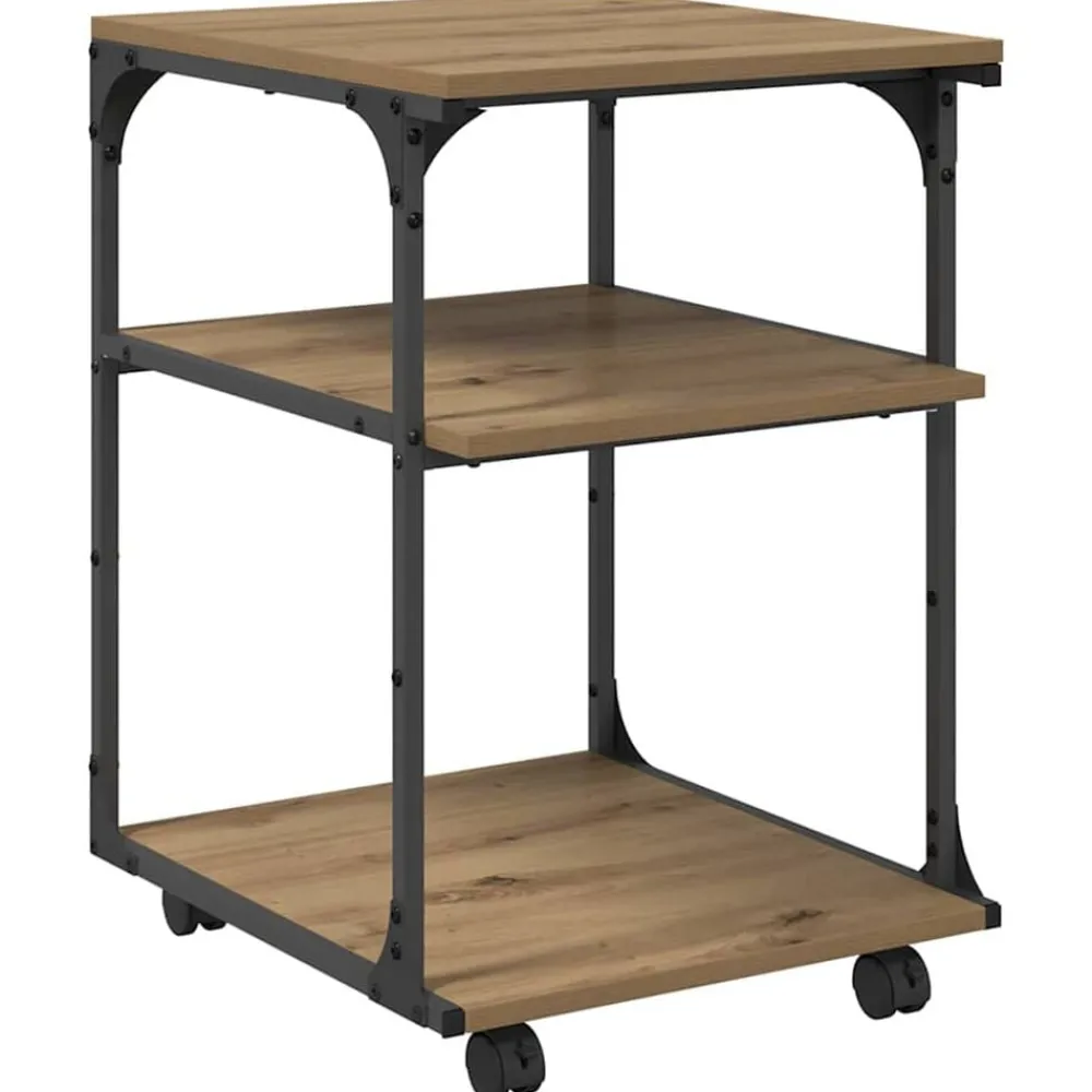 Elektronica*vidaXL Printerstand Artisan Eiken 43 x 48 x 64 cm Bewerkt hout artisanaal eikenkleurig