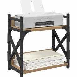 Elektronica*vidaXL Printerstand Artisan Eiken 40 x 20 x 40 cm Bewerkt hout artisanaal eikenkleurig