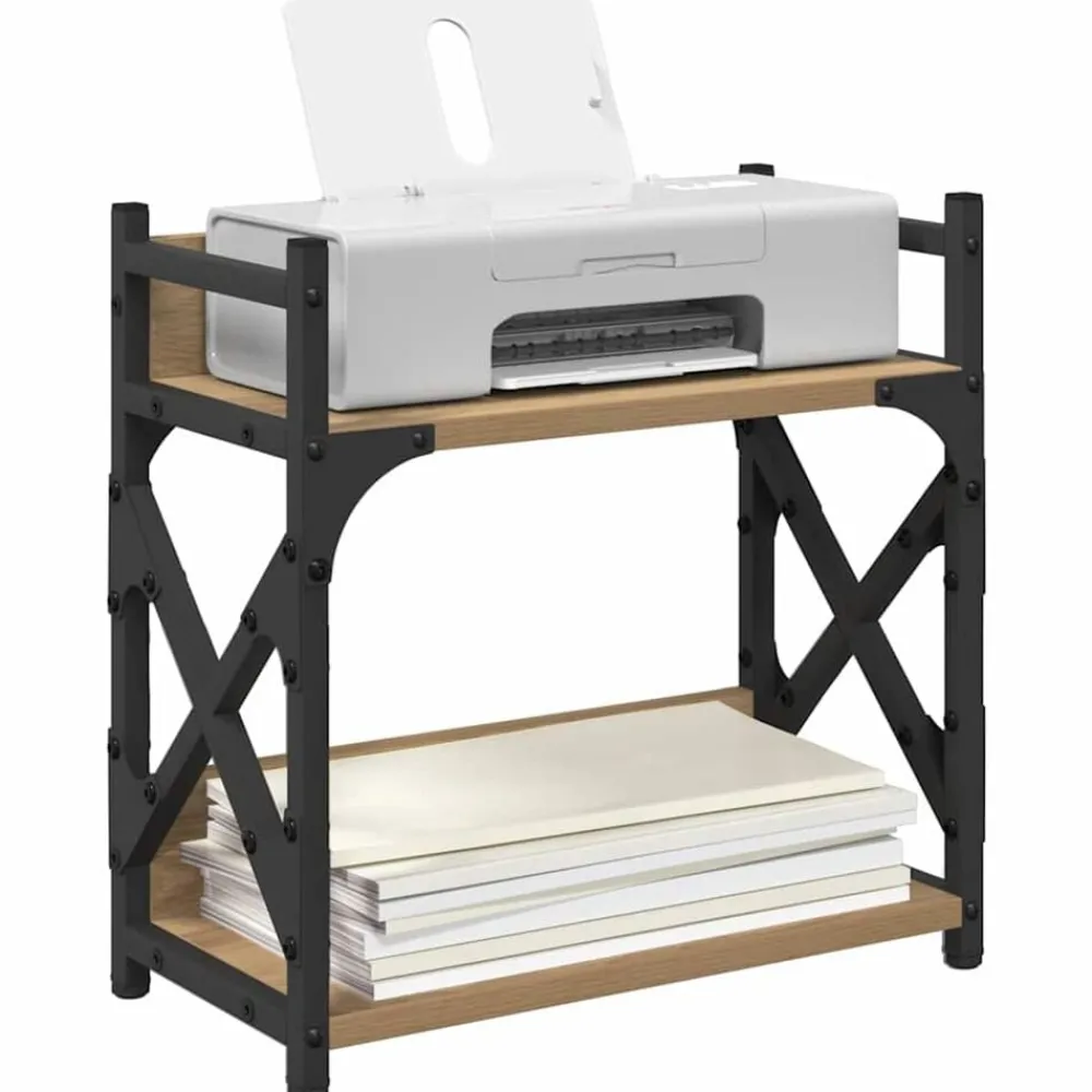 Elektronica*vidaXL Printerstand Artisan Eiken 40 x 20 x 40 cm Bewerkt hout artisanaal eikenkleurig