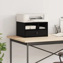 Elektronica*vidaXL Printerstand met lade 40 x 32 x 24 cm Bewerkt hout Zwart eiken