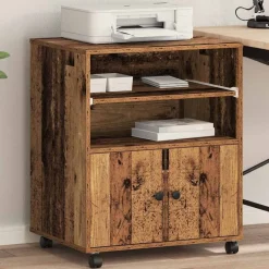Elektronica*vidaXL Printerstand met opslag Oudhout 60 x 48 x 74 cm Bewerkt hout Oud hout