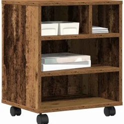 Elektronica*vidaXL Printerstand met opslag 41 x 32 x 48 cm Bewerkt hout Oud hout