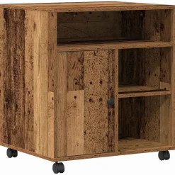Elektronica*vidaXL Printerstand met opslag 60 x 50 x 67 cm Bewerkt hout Oud hout
