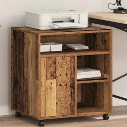 Elektronica*vidaXL Printerstand met opslag 60 x 50 x 67 cm Bewerkt hout Oud hout