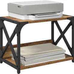 Elektronica*vidaXL Printerstand 44 x 26 x 31,5 cm Bewerkt hout Oud hout