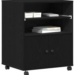 Elektronica*vidaXL Printerstand 60 x 48 x 74 cm Bewerkt hout Zwart eiken