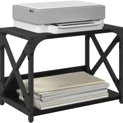 Elektronica*vidaXL Printerstand 44 x 26 x 31,5 cm Bewerkt hout Zwart eiken