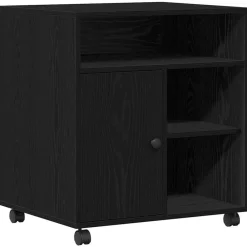 Elektronica*vidaXL Printerstand 60 x 50 x 67 cm Bewerkt hout Zwart eiken