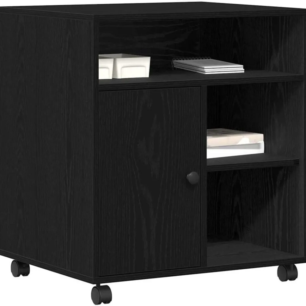 Elektronica*vidaXL Printerstand 60 x 50 x 67 cm Bewerkt hout Zwart eiken