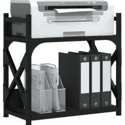 Elektronica*vidaXL Printerstandaard 2-laags 40x20x40 cm bewerkt hout Zwart