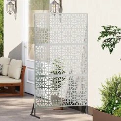 Tuinafscheidingen*vidaXL Privacyscherm Grijs 100 x 50 x 180 cm Staal Gegalvaniseerd staal