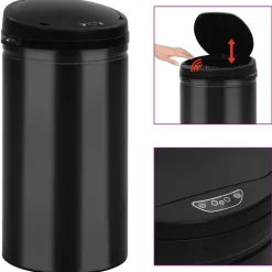 Huishoudelijke Benodigdheden*vidaXL Prullenbak met automatische sensor 50 L koolstofstaal Zwart