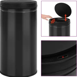 Prullenbak met automatische sensor 60 L koolstofstaal>vidaXL Discount