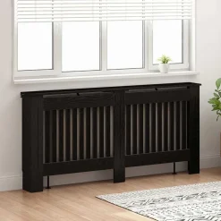 Huishoudaccessoires*vidaXL Radiatorafdekking 172 x 19 x 81,5 cm Bewerkt hout Zwart eiken