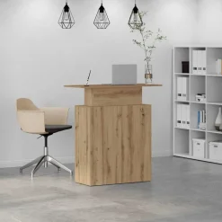 Receptiebalie 100x40x104 cm bewerkt hout artisanaal eikenkleur><noscript><img width=