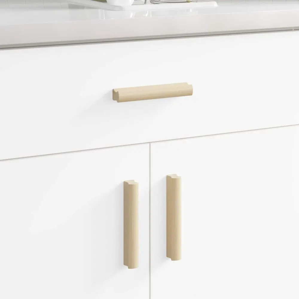 Bouwbeslag*vidaXL Rechthoekige Handgreep 2 pcs Natuurlijke Houtkleur