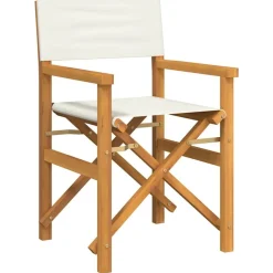 Tuinmeubelen*vidaXL Regisseursstoel inklapbaar massief teakhout crèmekleurig Cr&egrave;me