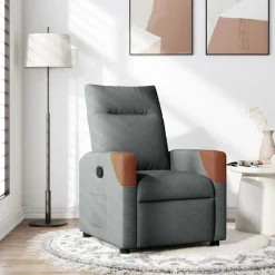 Relaxfauteuil Donkergrijze Stof>vidaXL Best
