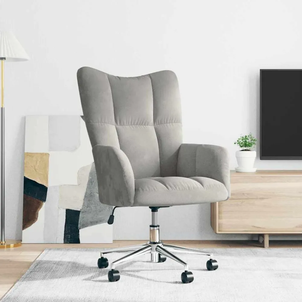 Stoelen*vidaXL Relaxstoel fluweel Lichtgrijs