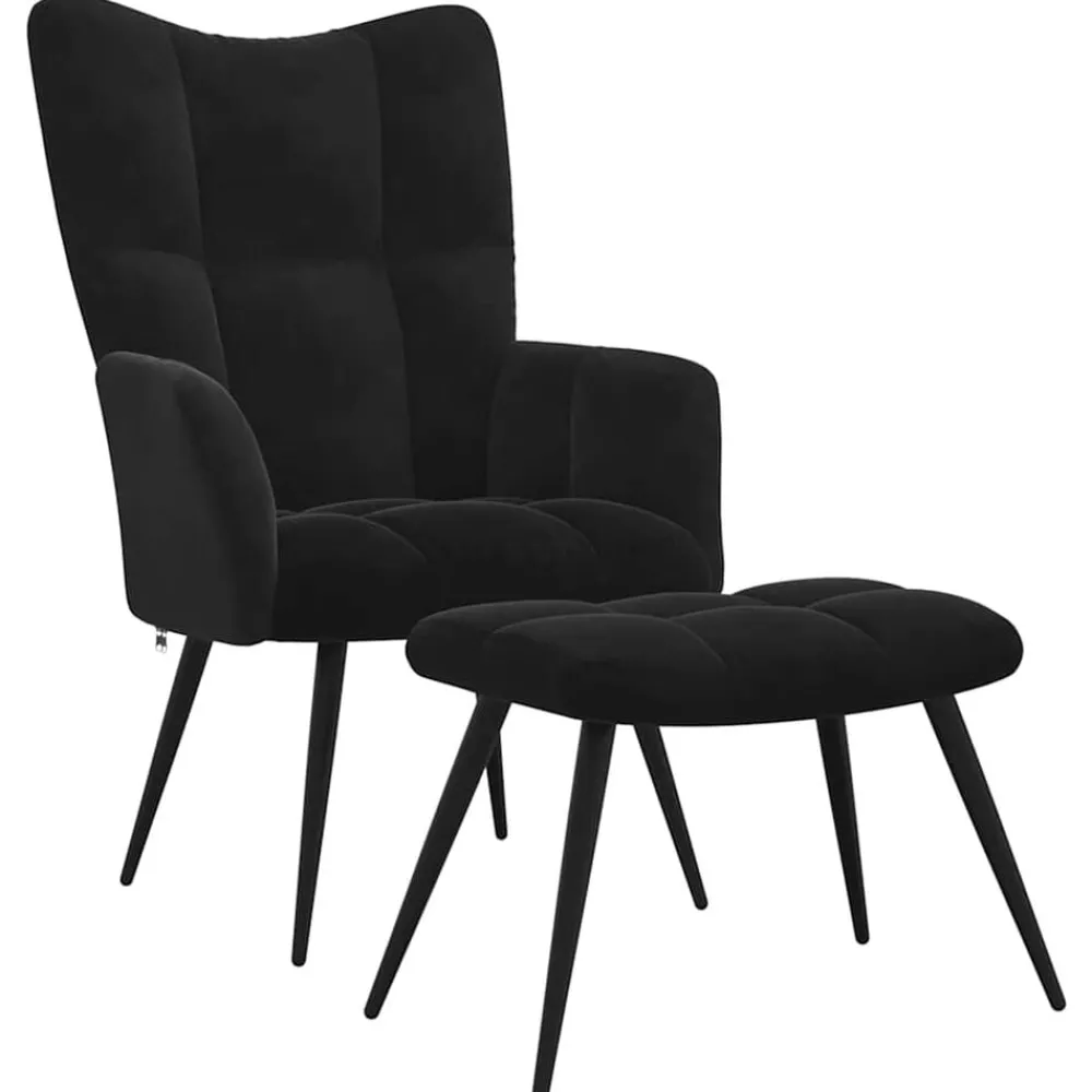 Relaxstoel met kruk fluweel>vidaXL New